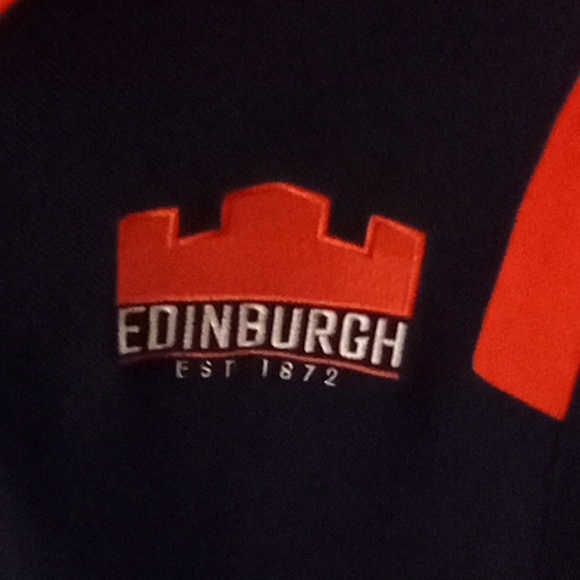 Men's Edinburgh United Kingdom polo shirt size M color dark blue orange - Picture 2 of 9